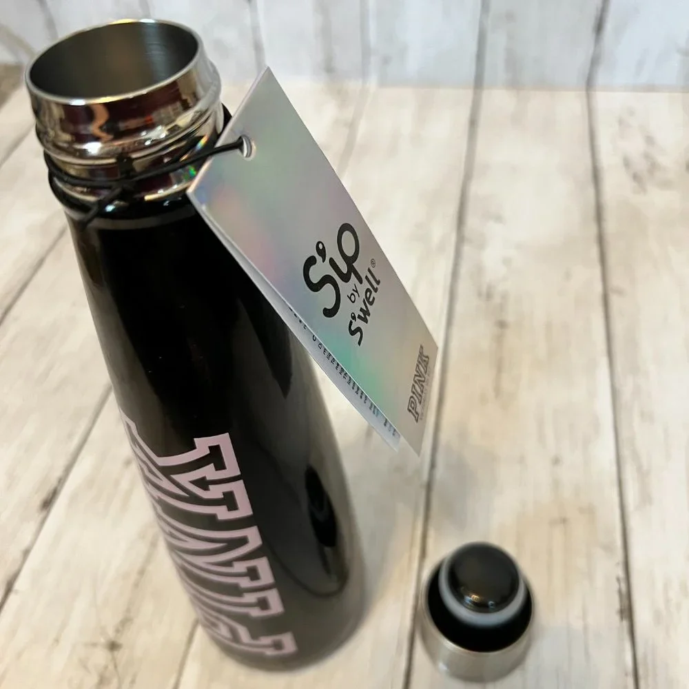 PINK Victoria's Secret by Sip from S'Well 15oz Black NEW Water Bottle NWT